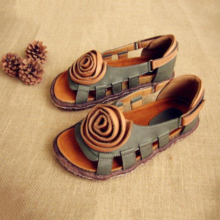 Women Handmade Hollow-out  Flat Heel Date Sandals