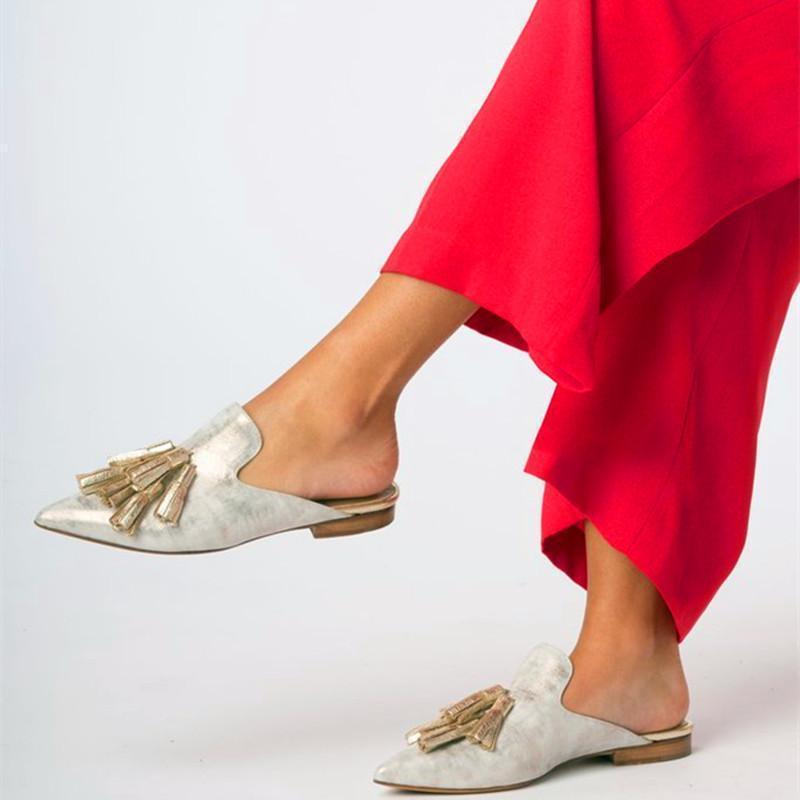 woven flat mule