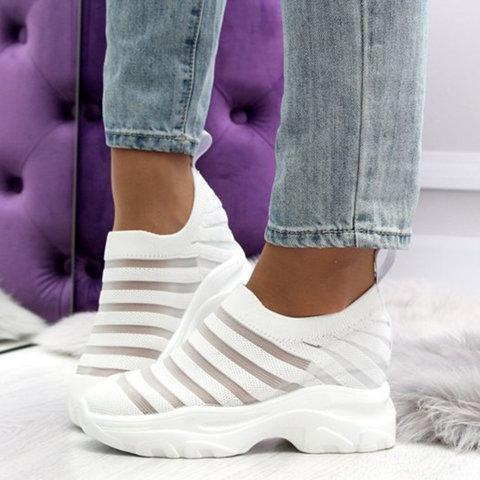 Women Low Heel Mesh Round Toe Fashion Sneakers
