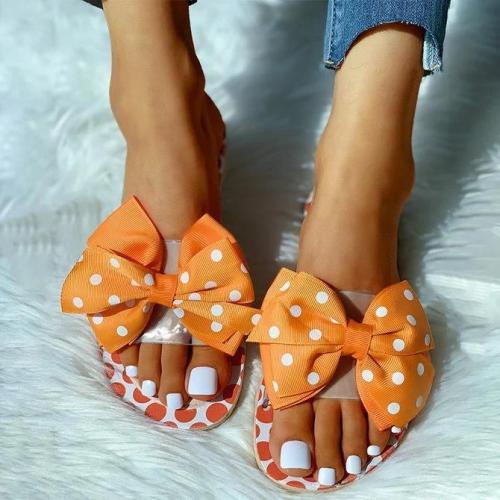 Polka Dot Bow Beach Slippers