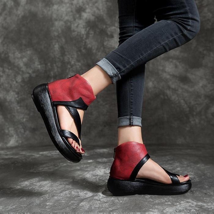 Women Platform Zipper Clip Toe Sandals