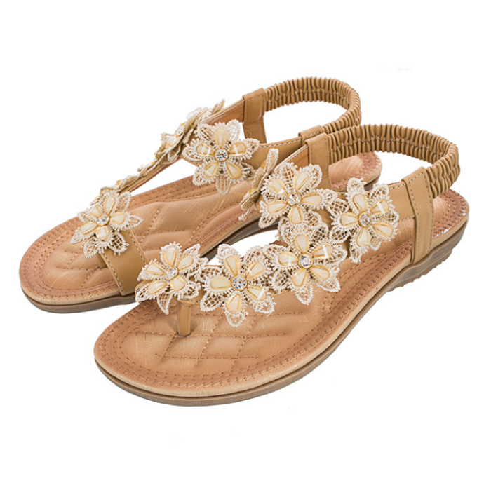 2020 New And Fashional Woman Ancient Flower Flat Sandals