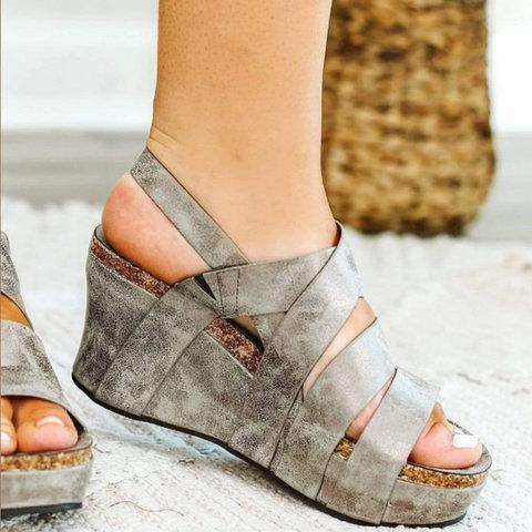 Gray Leather Daily Summer Sandals