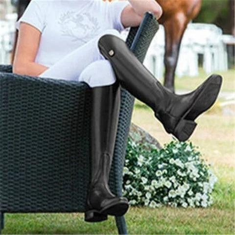 Medieval Gothic Leather Knee High Boots Female Vintage Mountain Horse High Rider Boots