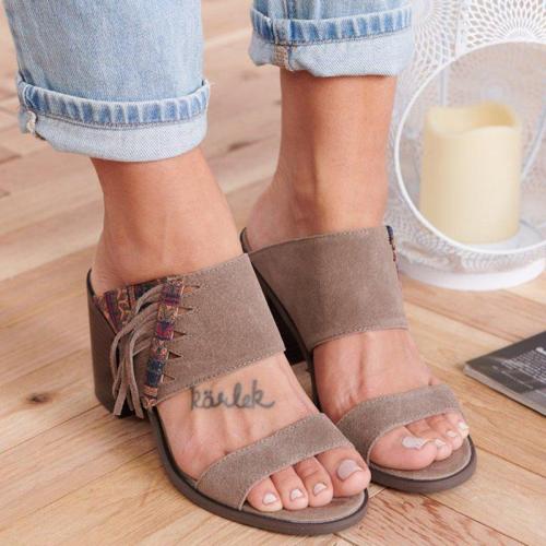 WOMEN CASUAL SUMMER DOUBLE STRAP CHUNKY HEEL SANDALS