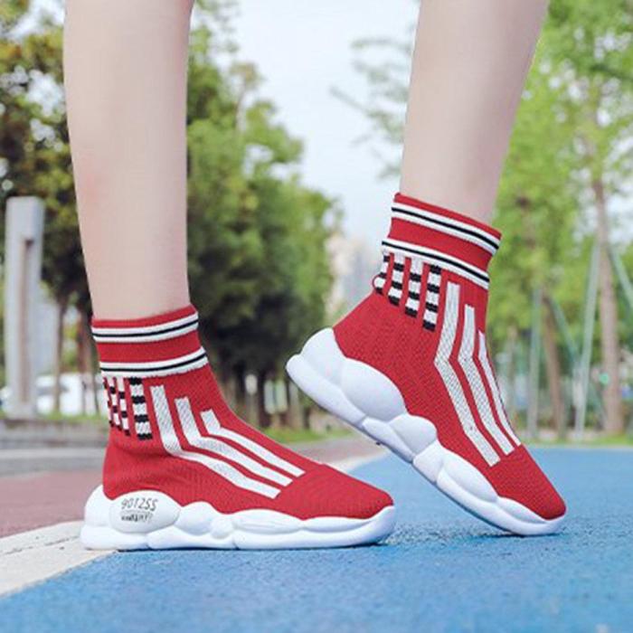 Women Casual Breathable Sock Shoes Mesh High Top Sneakers