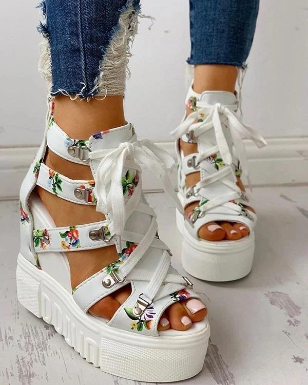 platform shoelaces high sandals