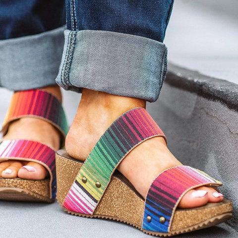 Women Comfy Slip-on Wedge Sandal Shoes