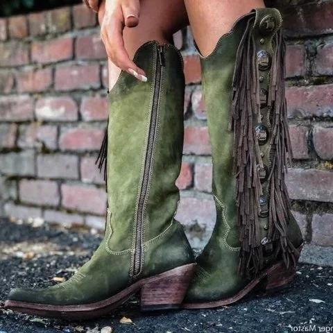 Women Cowgirl Western Slip-on Boot Shoes