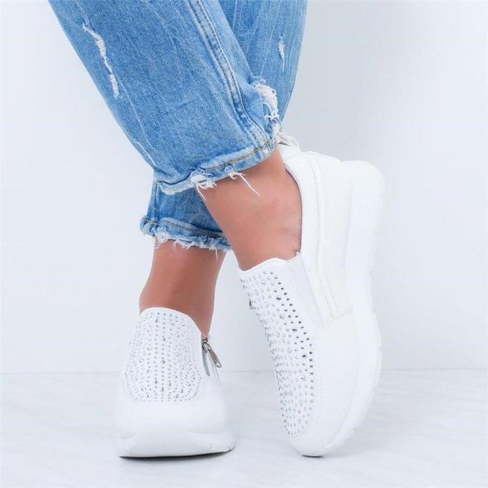 US$ 34.99 - Women Comfy Platform Trainers Zip Sneakers - www.mensootd.com