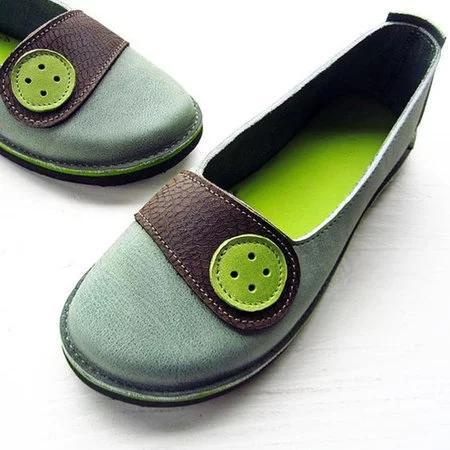 Women Soft Buttoned Daily Flat Heel Pu Loafers