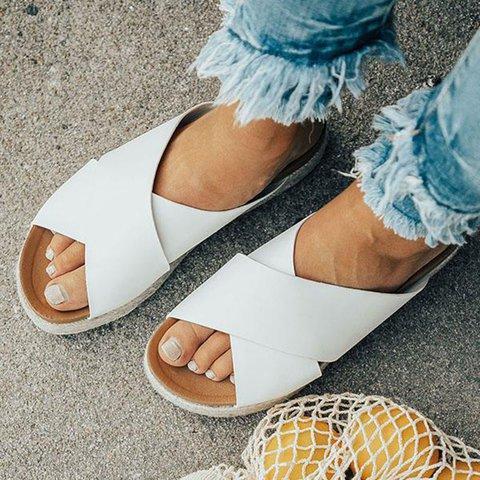 Women Plus Size Peep Toe Platform Sandals Slip-On Slippers