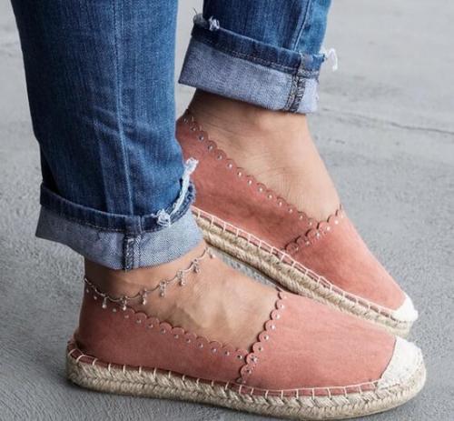 Straw Flax Canvas Shoes Women Daily Walking Flat Loafers