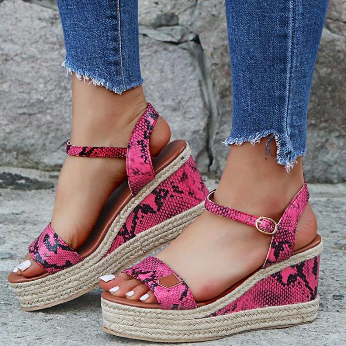Women Open Toe Color Block Platform Wedge Sandals
