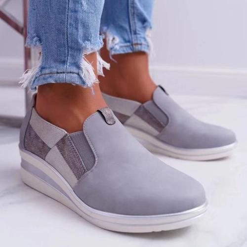 Athletic Elastic Band Slip-on Shoes Women's Wedge Sneakers