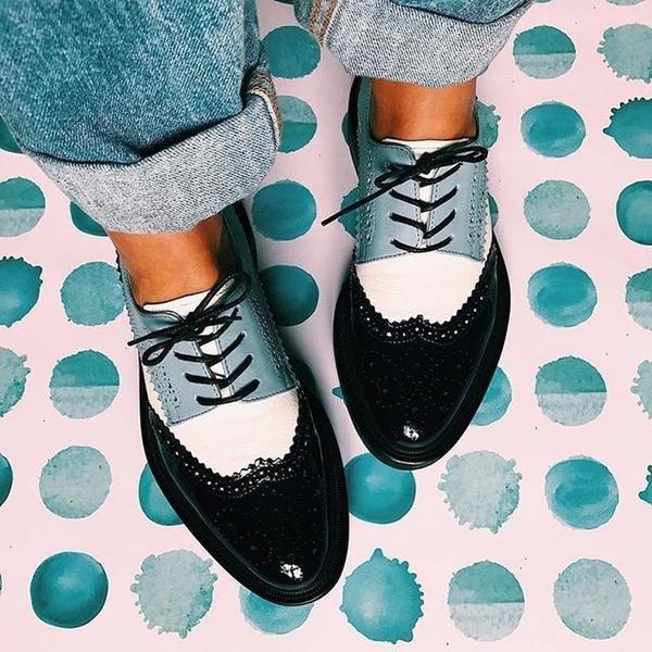 Fashion Luxury Lace Up England Casual Flats Shoes