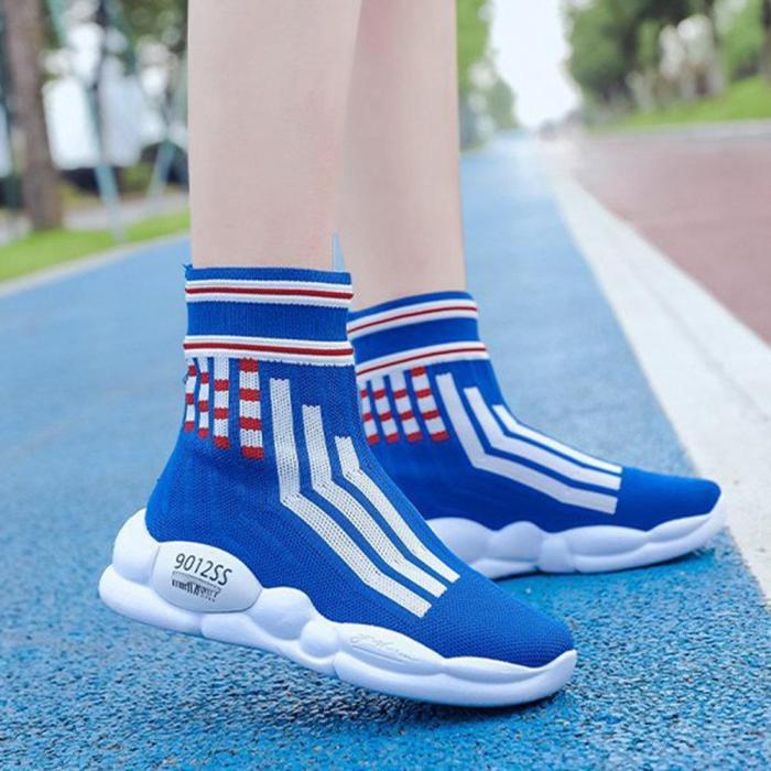 Women Casual Breathable Sock Shoes Mesh High Top Sneakers