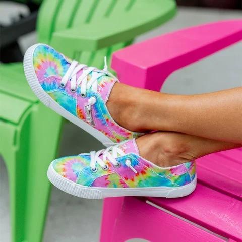 Color Daily Summer Cloth Lace-Up Sneakers