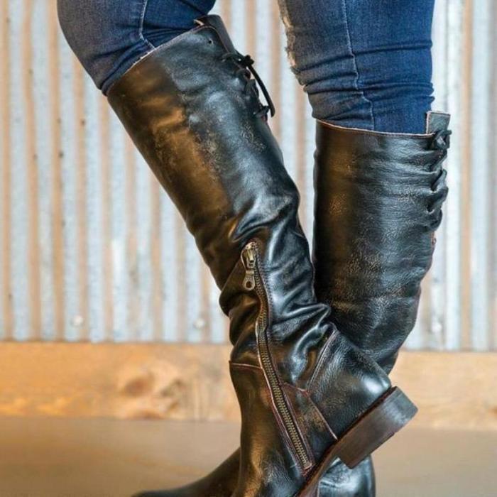 Fashion Women Low Heel Knee-High Boots