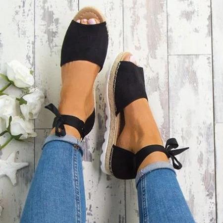 Platform Peep Toe Lace Up Spring Summer Sandals