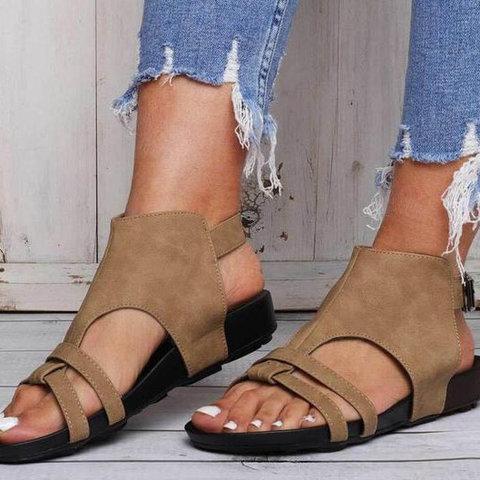 Summer Casual Flat Heel Leather Sandals