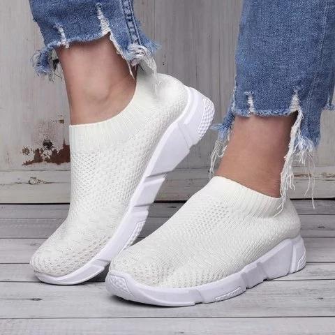 breathable elastic cloth sneakers platform slip on sneakers
