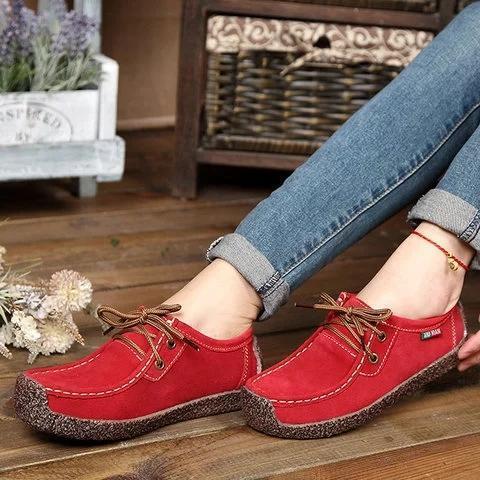 Women's Shoes Suede Casual Flat Heel Lace-up Loafers