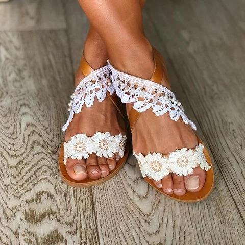 White Flat Heel Holiday Summer Sandals