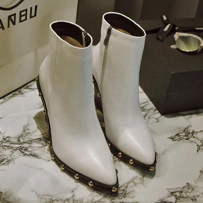 Women Chunky Heel Pointed Toe Boots