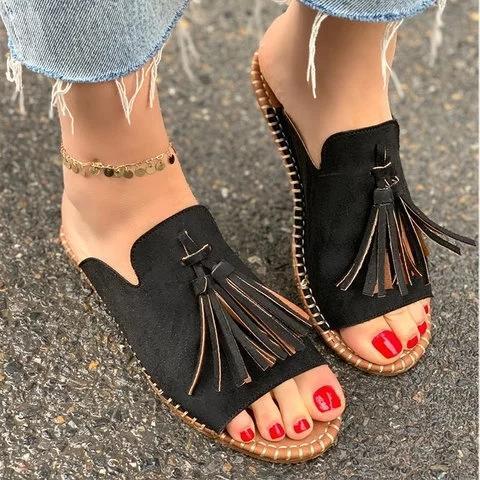 leopard print tassel mules sandals