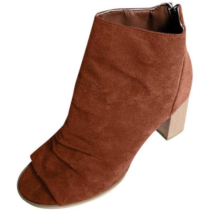 Women Casual Fashion Chunky Heel Zipper Ankle Boots