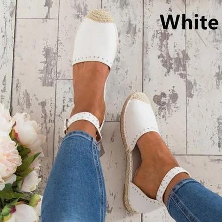 Women Summer Style Sandals PU Flat Espadrilles Sandals