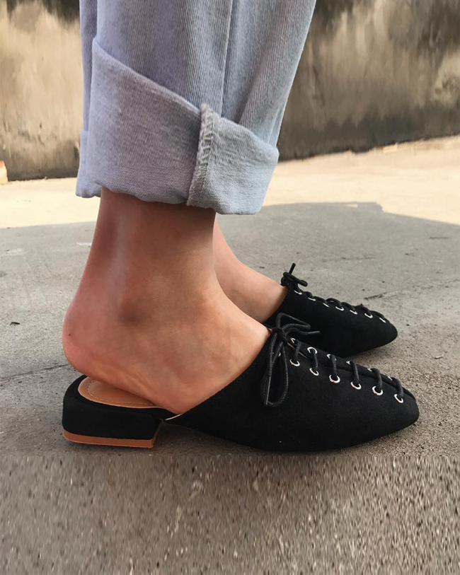 lace up mule heels