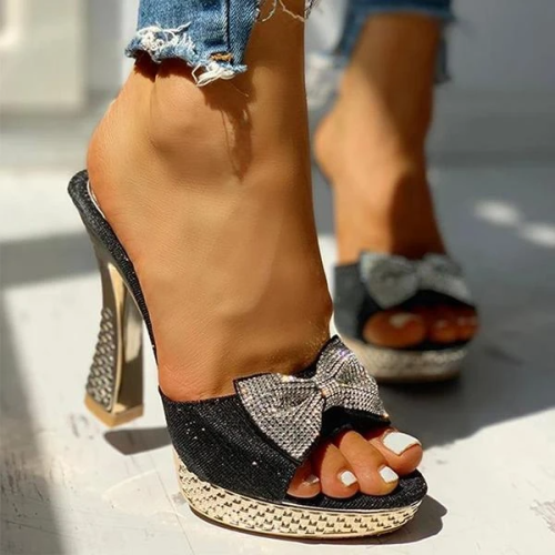 Variedshoes Women Fashion Paillette Rhinestone Slip-on Sandals