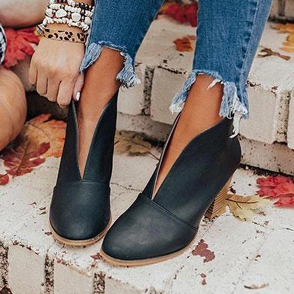 Fashion Faux Leather Slip-on Boots