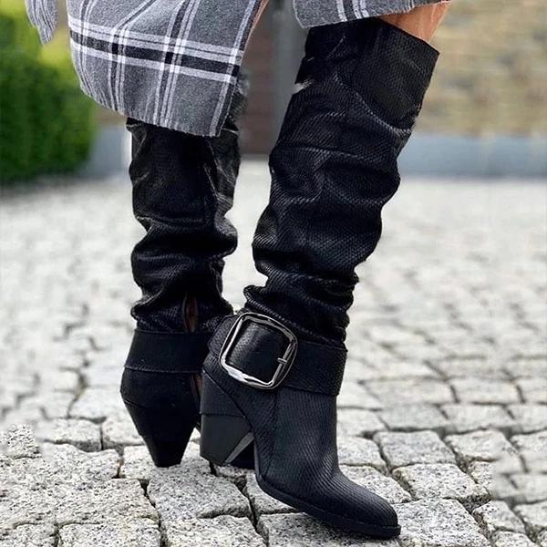 Women Vintage Lace Up Bandage Knee High Boots