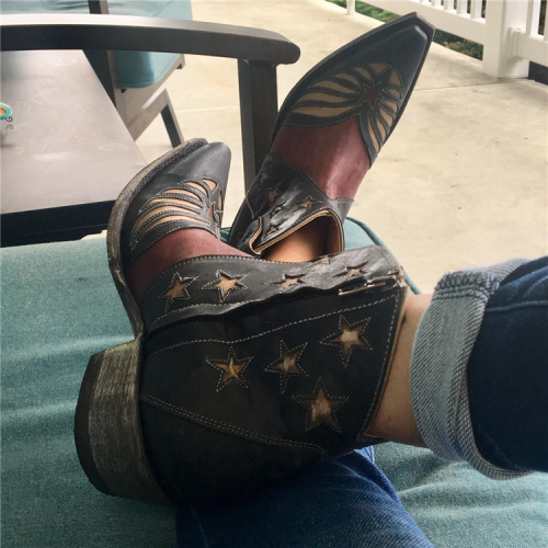 Vintage Star Cowboy Ankle Boots