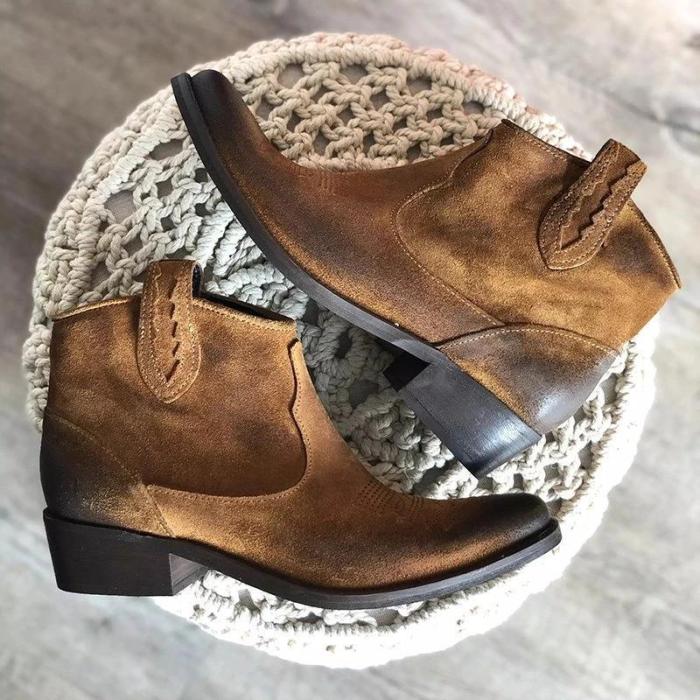 Womens Vintage Slip-on PU Ankle Boots
