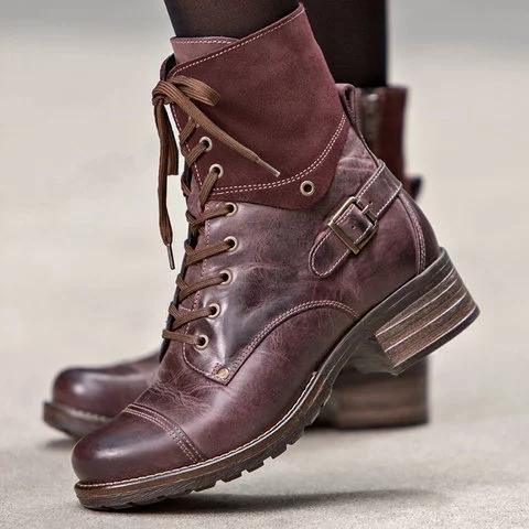Chic Style Color-block Boots Lace-Up All Season Boots