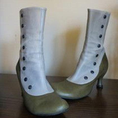 Women's Vintage Leather Platform High Heels Punk Boots