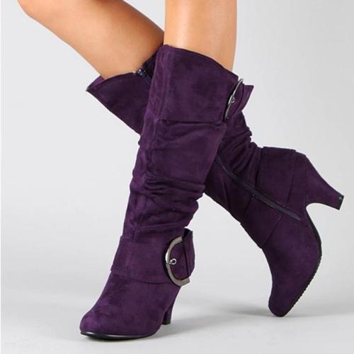Women Flocking Booties Casual Knee High Plus Size Fashion Shoes