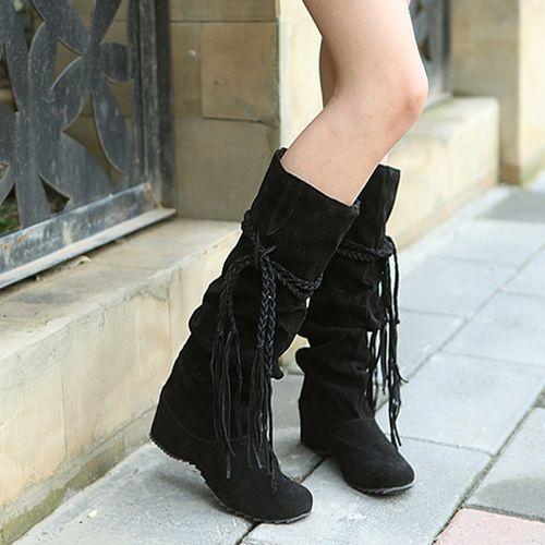 flat heel suede boots