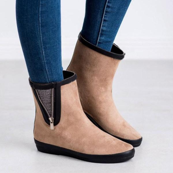 Women's flat side zipper ankle boots