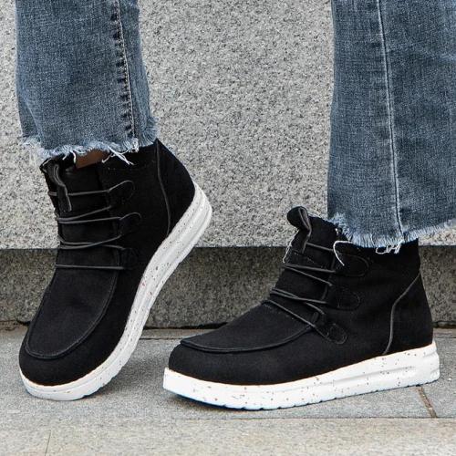 Lace-Up Artificial Leather Casual Boots