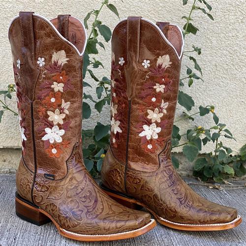 Flower Hand Tooled Boots