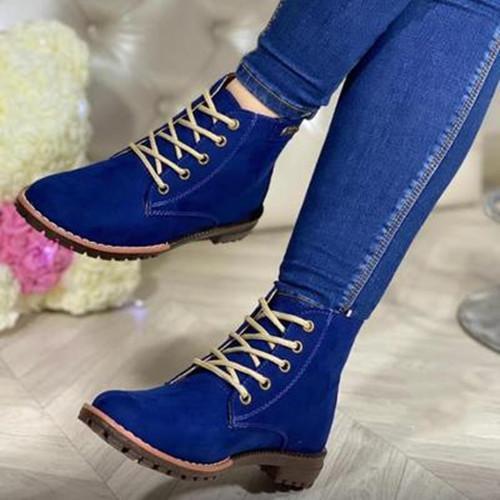 Women Suede Lace Ankle Boots