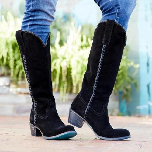 Chunky Heel Suede Boots