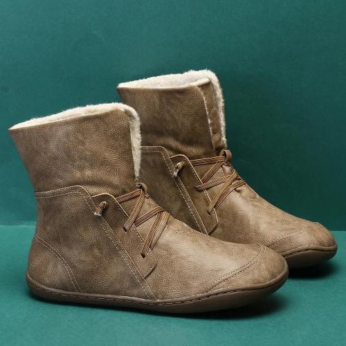 Solid Color Warm Plush Lining Comfortable Elastic Band Mid Calf Winter Snow Boots