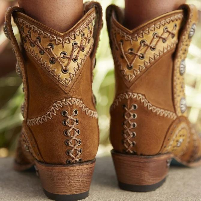 Outdoor Artificial Leather Embroidery Boots