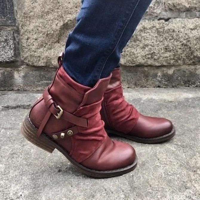 Leather  Buckle Boots